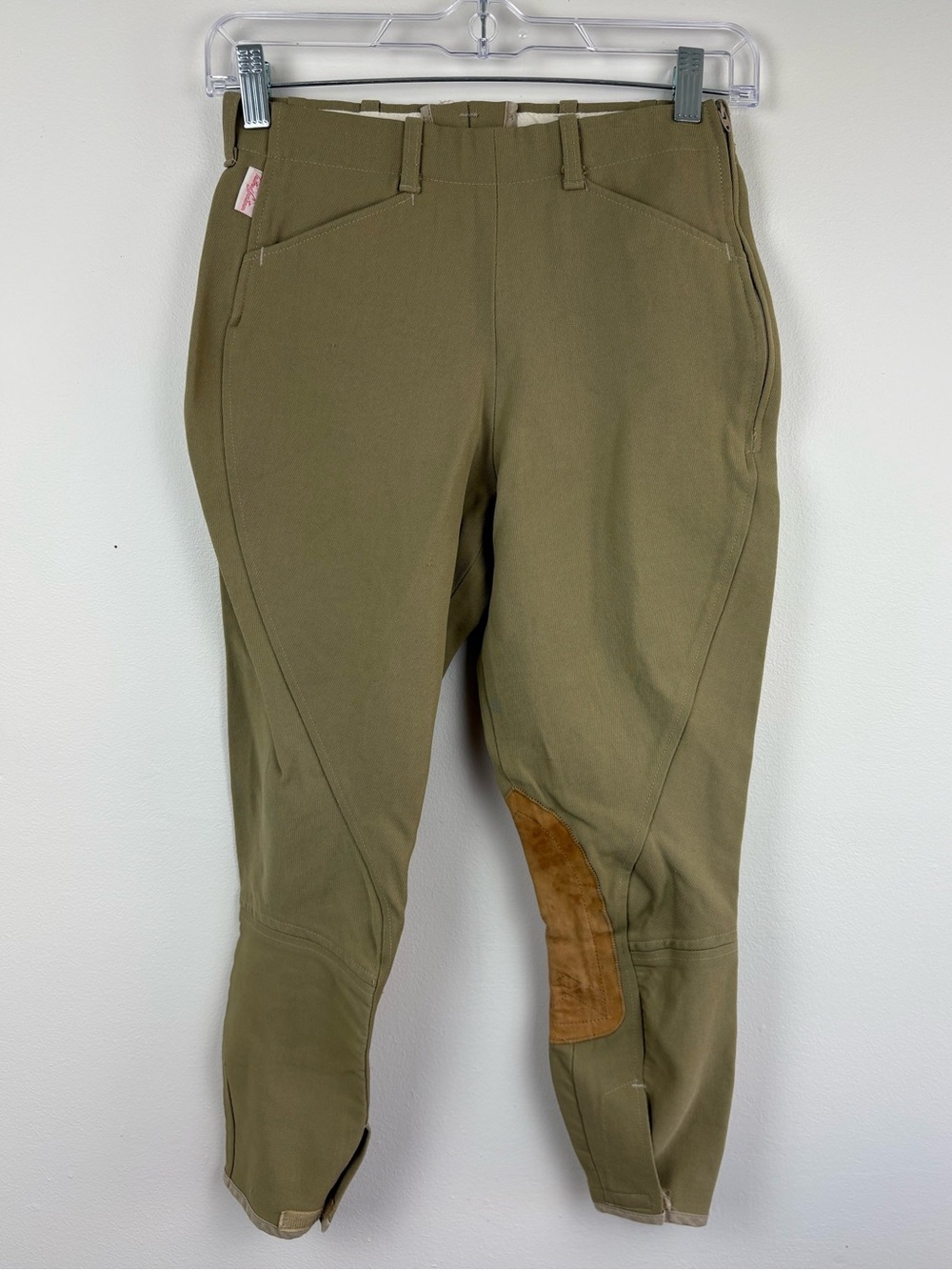 The Tailored Sportsman Olive Riding Breeches Brown Suede Patches Kids Size 14